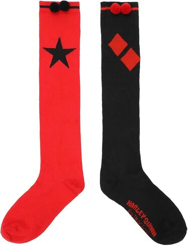 Bioworld Harley Quinn PomPom Women's Knee High Socks in Saudi Arabia