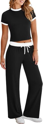 Pink Queen Two Piece Sets for Women Summer Outfits Lounge Sets Tops and Drawstring Wide Leg Pants Vacation Travel Outfits in Kuwait