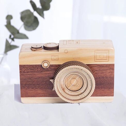 Wooden Camera Music Box Girlfriend giftsnd Crank Music Box Wind up Musical Box for Adults Gifts for Girlfriend in Saudi Arabia