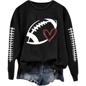 بلوزات كرة القدم ليوم اللعبة للنساء، قمصان طويلة الأكمام لكرة القدم أمي، موسم كرة القدم، بلوفر رياضي، قمصان كاجوال in Kuwait