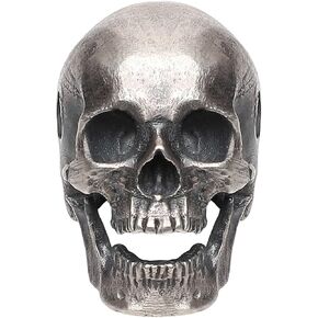 Skull Bead Charm Pendant for Necklace Bracelet 925 Sterling Silver Handcrafted Gothic Rock Punk Diablo Biker Retro Matte [Premium 60002] - S