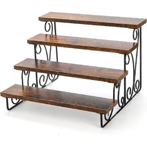 Coloch Wood Display Riser Stand, 4 Tier Wood Cupcake Holder Stand Decorative Display Stand Table Shelf Display Rustic Perfume Organizer Stand for Craft, Cupcake, Dessert, Perfume, Figures