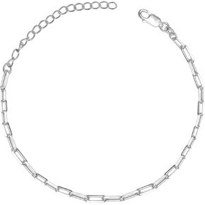 LeCalla 925 Sterling Silver Chain Anklets for Women Teen, Basic Chain Link Ankle Bracelets Anklets Beach Anklets, Summer Jewelry