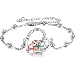 Guinea Pig Anklet for Women 925 Sterling Silver Guinea Pig Hamster Lover Jewelry Christmas Gifts for Women