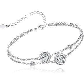 Moissanite Bracelets for Women, 925 Sterling Silver Plated 18K Gold, Dainty Link Bracelet, Valentine's day Birthday Jewellery Gift for Women Her