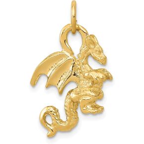 Lex & Lu 14k Yellow Gold Solid Polished 3-DiMen'sional Dragon Charm