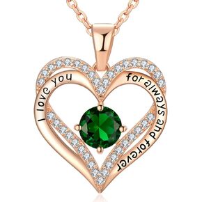 xiupen Jewelry Birthday Love Necklace for Womens Wife Birthday Gifts for Woman Wife Anniversary for Her Christmas Valentines Mothers Day Gift for Her Mom(Emerald-May)