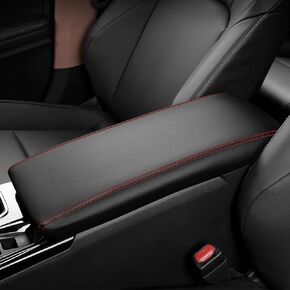 2025 Toyota Camry Accessories Center Console Cover for 2025 Camry(LE/SE/XLE/SXE) Armrest Cover Leather Arm Rest Seat Middle Console Box Lid Protector (New Red Stitches)