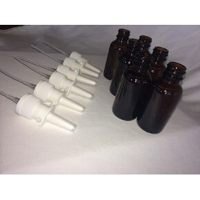6-Pack 1 oz Nasal Spray Bottle Mist Sprayer - Empty Refillable Amber Glass Atomizer - Reusable Nose Sprayer for Nasal Medications