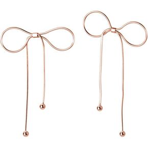 Reffeer Solid 925 Sterling Silver Bow Drop Earrings Dangle for Women Teens Bowknot Dangle Earrings Studs