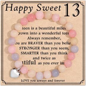 jewelrycard 13-60 Birthday Gifts for Women Girls, Natural Stone Bracelet for Women, 13 16 21 40 50 Year old Gifts for Daughter Mom Gradma
