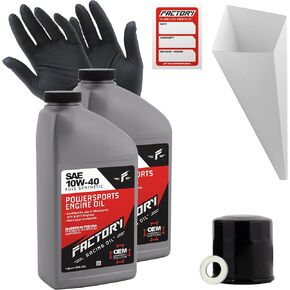 Oil Change Kit compatible with Kawasaki KAF400 Mule 600/610 – Includes 2 Quarts of 10W-40 Full Synthetic Oil, 1 Filter, 1 Crush Washer, 1 Funnel, 1 Oil Change Sticker