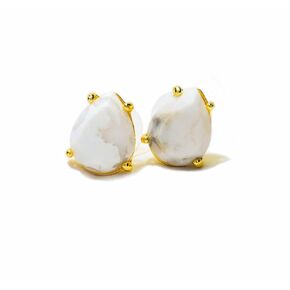 Tiger Eye Earrings Pear Shape Faceted Gold Stud Earrings Genuine Gemstone Earrings Gold Earrings for Women - USA HANDMADE (tiger-eye)