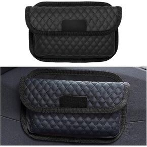 Car Seat Side Pocket Organizer, PU Leather Multifunctional Automotive Storage Bag for Phones Keys Cards, Mini Seat Gap Filler Pouch for Door Console, Universal Vehicle Accessories (Black)