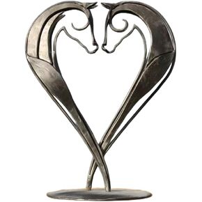 Metal Horse Sculpture Office Desktop Gift Modern Antique Metal Crafts Home Decoration (Kiss Horse)