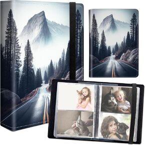 RYUITHDJP Photo Album 3.5x5 Inch - 80 Photos Capacity Portable Picture Album, PU Leather Cover Photo Album with Elastic Band for Family Boys Girl Wedding Anniversary-Skull