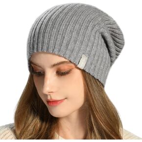 Luxurious Cashmere Beanie Hat for Women - Unisex Knit Slouchy Beanie for Winter Skull Cap