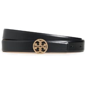 Tory Burch Women's 1" Miller Smooth Leather Pave Logo Belt