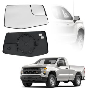 Passenger Right Side Door Heated Mirror Glass with Rear Holder Convex Blind Spot Glass for Chevy Silverado 1500 and GMC Sierra 1500 2019-2024 Replace# GM1325159 84309709