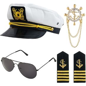 Yacht Captain Hat Accessories Captain Costume for Men Yacht Rock Party Attire Womens Sailor Costume White