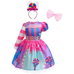 Dressy Daisy Toddler Little Girls Sweet Candy Birthday Party Fancy Dress Carnival Halloween Costume with Headband Size 4T-10