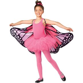 Seasons Butterfly Cape Wings for Girls, Black-Light Responsive Costumes for Halloween Glow Party, Pink
