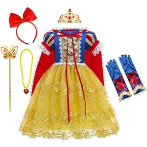 Princess Dress Up for Little Girls Snow White Birthday Party Halloween Costume Christmas Outfits (w/Accessories)