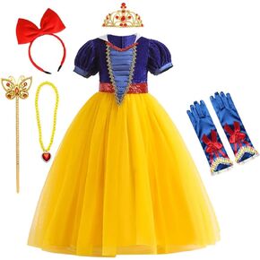 Princess Dress Up for Little Girls Snow White Birthday Party Halloween Costume Christmas Outfits (w/Accessories)