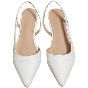 OYOANGLE Women's Pointed Toe Slingback Flats Slip on Flats Casual Dressy Office Work Shoes