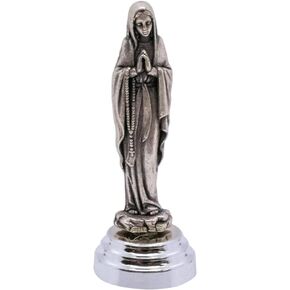 Small Metal Our Lady of The Rosary Statue | Magnetic Base | Religious Auto, Home, and Office Décor | Great Catholic Gift for First Holy Communion or Confirmation