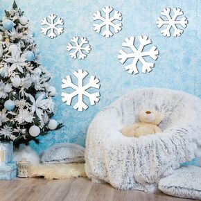 Thyle 6 Pcs winter Snowflake Wooden Sign Decoration for Wall Snowflake Shape Sign 3 Sizes Snowflake Hanging Plaques Rustic Wood Wall Holiday Decor for Bedroom Living Room