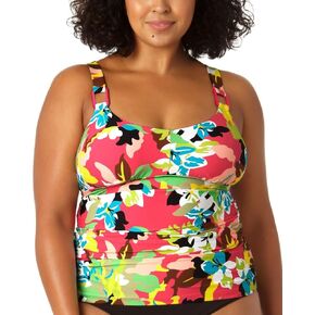 Anne Cole Womens Floral Print Banded Tankini Swim Top