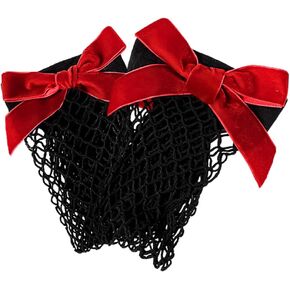 Christmas Thigh High Stockings For Women, Sexy Gift Velvet Bow, Fishnet Socks Halloween Costume Accessories, Fits 0-6