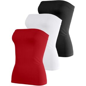 Cotton Tube Tops for Women Strapless Tops Sexy Bandeau Top Strapless Shirts Stretchy Undershirt 3Packs