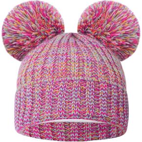 Winter Hat for Kid Children's Warm Knitted Beanie Double Ski Pom Fleece Lined Thick Cap Girls Accessory Knit Hat