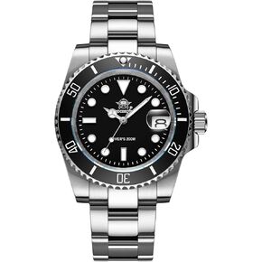 ADDIESDIVE Quartz Dive Watch for Men Diver 200 M Steel Strap Luminous Multicolors Dial Black Blue Green
