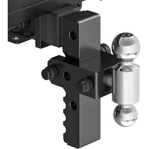 KLN Adjustable Trailer Hitch Ball Mount, Fit 2" Receiver, Dual Ball (2" x 2-5/16"), 6" Drop/Rise, 12500 GTW, Heavy Duty Aluminum Tow Hitches with Anti-Theft Locking Hitch Pins for Class III ＆ IV