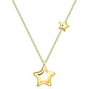 Rnivida Stainless Steel Star Necklace for Women Minimalist Star Charm Pendant with Adjustable Chain