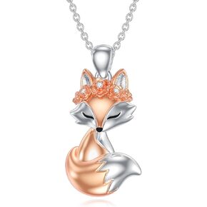 Diamond Fox Necklace for Women in 925 Sterling Silver Fox Jewelry Gifts
