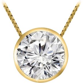 1/2 Carat Bezel Set Diamond Pendant Necklace (H-I Color, I1 Clarity, 0.5 ctw) w/ 16" silver chain