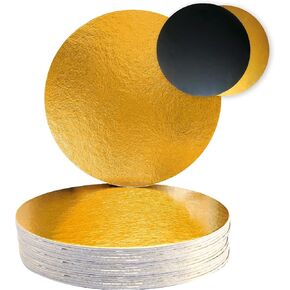 8 inch 2-sides Gold/Black Round Food-Graded Sturdy Compressed Cake Boards, 2mm Thick (6-Pack)