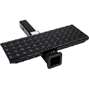 Buyers Products 1804015 Hitch Receiver Extension with Step, Convenient 17" x 6" Diamond Tread Step Plate, Accepts All 2" Hitch Accessories, Towing Accessories For Trucks