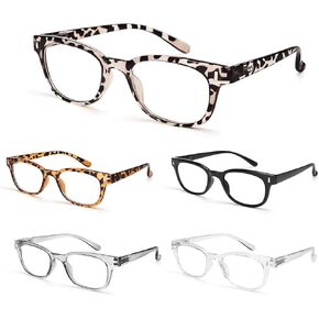 BLS BLUES Reading Glasses for Women/Men Blue Light Blocking, Vintage Computer Eyewear 5Packs