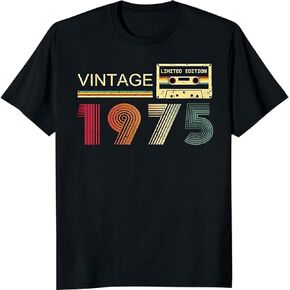 50th Birthday Gifts for Men Vintage 1975 Limited Edition T Shirts Dad Fathers Day Birthday Gifts for Husband Party Shirt
