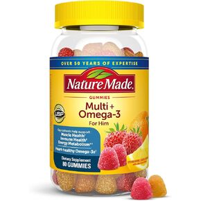 Nature Made Multivitamin for Him with Omega-3, Mens Multivitamins for Daily Nutritional Support, Multivitamin for Men, 150 Gummy Vitamins and Minerals, 75 Day Supply