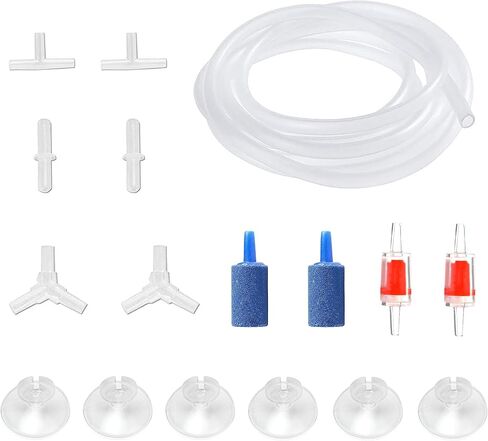 Transparent Airline Tubing Standard Aquarium Air Pump Accessories Kit with Check Valves, Air Stones, Suction Cups and Connectors for All Fish Tank in Saudi Arabia