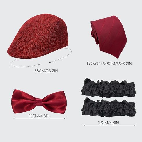 1920s Mens Costume Accessories Set, Roaring 20s Gangster Outfit Accessories with Hat Pocket Watch Bow Tie Armband in Kuwait