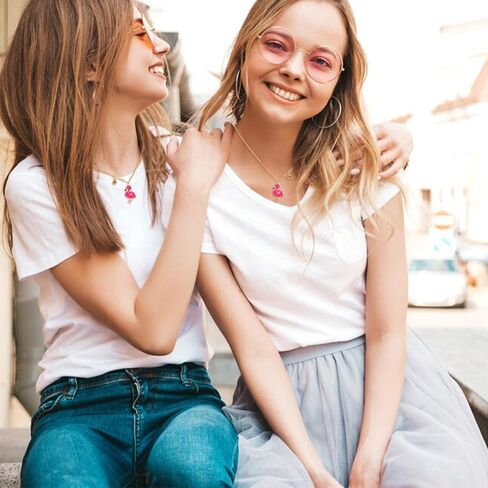 HUASAI Bff Necklaces for 2 Women Trendy Matching Friendship Necklace Stuff Half Heart Pendant Flamingo Necklace Best Friends Necklaces Jewelry Gift for Sister Best Friend Birthday Gifts for Cousin in Kuwait