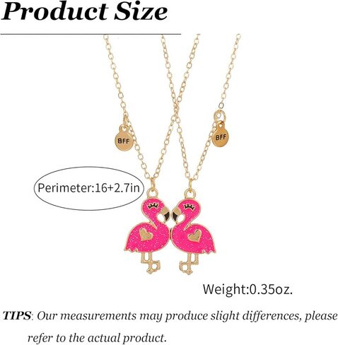HUASAI Bff Necklaces for 2 Women Trendy Matching Friendship Necklace Stuff Half Heart Pendant Flamingo Necklace Best Friends Necklaces Jewelry Gift for Sister Best Friend Birthday Gifts for Cousin in Kuwait