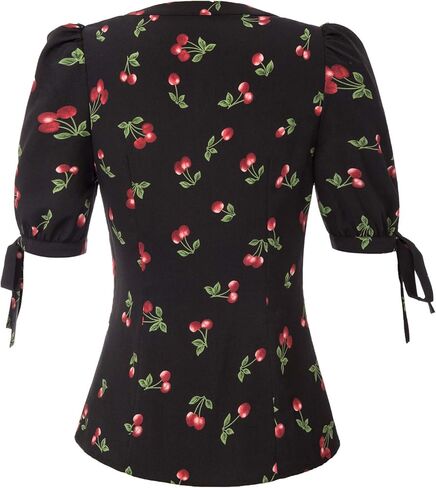 Belle Poque Women's V Neck Puff Sleeve Blouse Vintage Shirts for Women 1950s in Kuwait